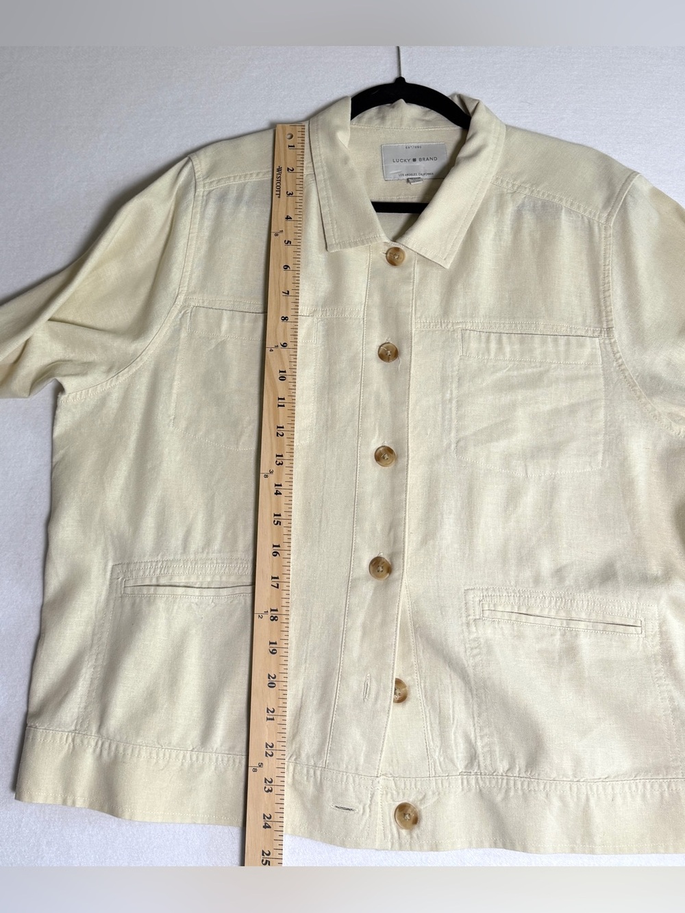 Lucky Brand Linen Relaxed Tailored Jacket Cream Size XL - Picture 8 of 8